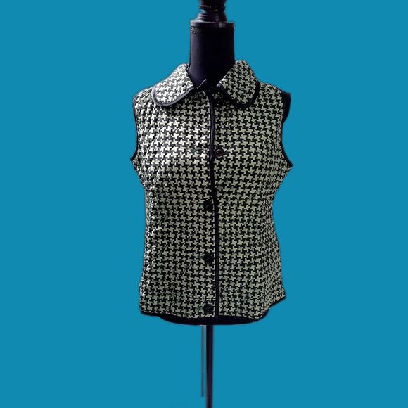 Kiko Comfort Women’s Vest 100% Silk Size Small Green and Black # 243